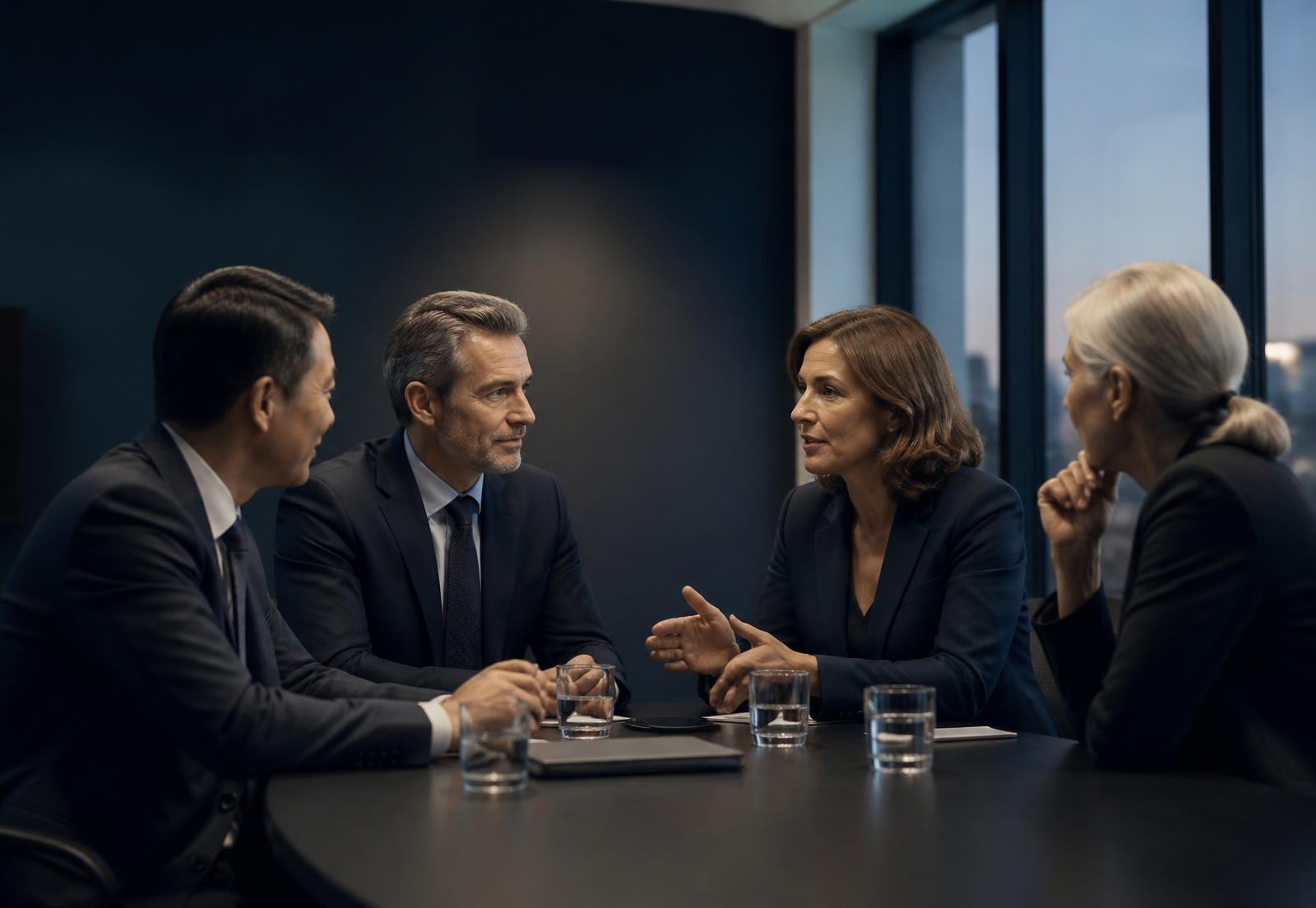 Reunião entre consultores da Unique Care e lideranças de RH em sala de reunião